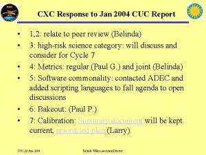 CXC Response to Jan 2004 CUC Report 1