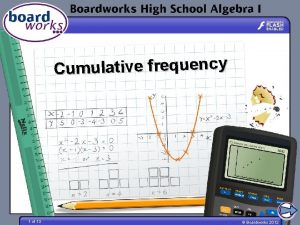 Cumulative frequency 1 of 13 Boardworks 2012 Introduction