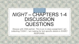 Night chapter 2 discussion questions