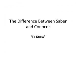 Whats the difference between saber and conocer