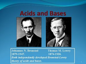 Acids and Bases Johannes N Bronsted Thomas M