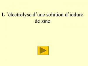 L lectrolyse dune solution diodure de zinc lectrolyse