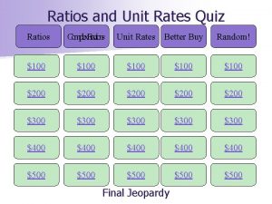 Ratios and Unit Rates Quiz Ratios Complex Fractions