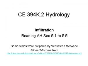 CE 394 K 2 Hydrology Infiltration Reading AH