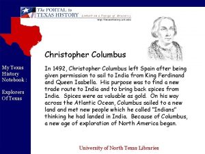 Christopher Columbus My Texas History Notebook Explorers Of