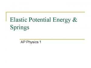 Elastic Potential Energy Springs AP Physics 1 Simple