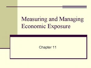 Measuring and Managing Economic Exposure Chapter 11 PART