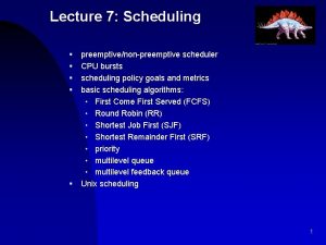 Lecture 7 Scheduling preemptivenonpreemptive scheduler CPU bursts scheduling