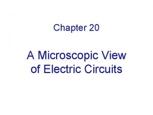 Chapter 20 A Microscopic View of Electric Circuits