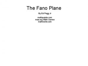 The Fano Plane By Ed Pegg Jr mathpuzzle