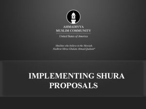 IMPLEMENTING SHURA PROPOSALS Shura in Quran 42 39