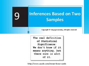 9 Inferences Based on Two Samples Copyright Cengage