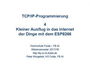 TCPIPProgrammierung 4 Kleiner Ausflug in das Internet der