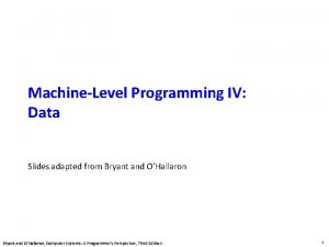 Carnegie Mellon MachineLevel Programming IV Data Slides adapted