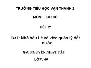 TRNG TIU HC VN THNH 2 MN LCH