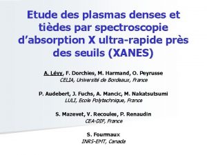 Etude des plasmas denses et tides par spectroscopie