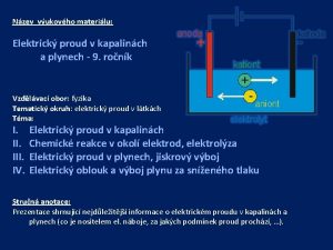 Nzev vukovho materilu Elektrick proud v kapalinch a