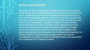 Importance of rural journalism