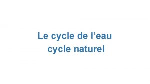 Le cycle de leau cycle naturel Sous leffet