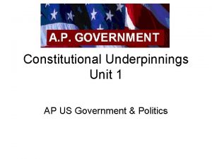 Constitutional Underpinnings Unit 1 AP US Government Politics