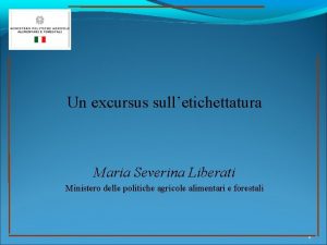 Un excursus sulletichettatura Maria Severina Liberati Ministero delle