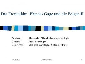 Das Frontalhirn Phineas Gage und die Folgen II