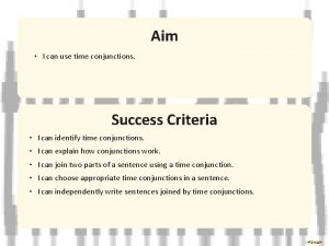 Time conjunctions