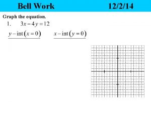 Bell Work Graph the equation 12214 Yesterdays Homework