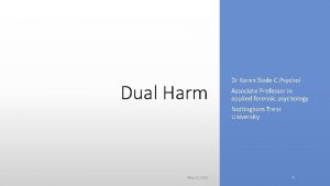 Dual Harm Dr Karen Slade C Psychol Associate