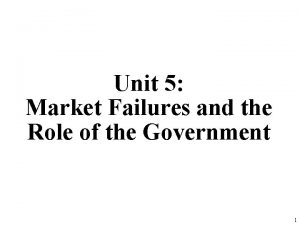 Unit 5 Market Failures and the Role of