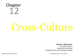 Chapter 12 CrossCulture Modular Afjal Hossain Assistant Professor