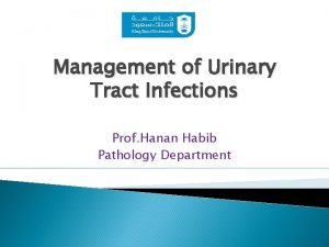 Management of Urinary Tract Infections Prof Hanan Habib