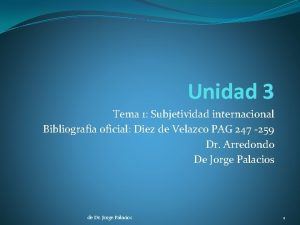 Unidad 3 Tema 1 Subjetividad internacional Bibliografa oficial