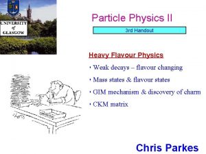 Particle Physics II 3 rd Handout Heavy Flavour