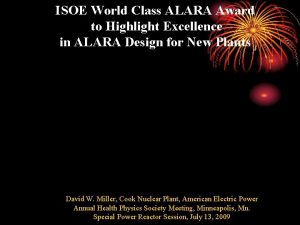 ISOE World Class ALARA Award to Highlight Excellence