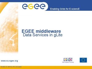 Enabling Grids for Escienc E EGEE middleware Data