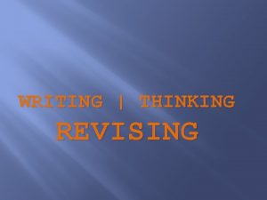 WRITING THINKING REVISING Research Paper Process Researc h