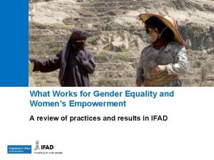 What Works for Gender Equality and Womens Empowerment