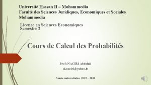 Universit Hassan II Mohammedia Facult des Sciences Juridiques