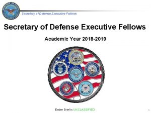 Secretary of Defense Executive Fellows Academic Year 2018