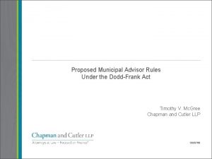 Proposed Municipal Advisor Rules Under the DoddFrank Act