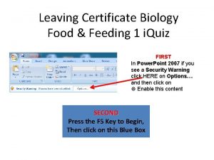 Leaving Certificate Biology Food Feeding 1 i Quiz