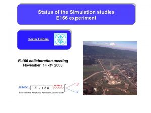 Status of the Simulation studies E 166 experiment