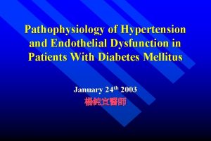 Pathophysiology of Hypertension and Endothelial Dysfunction in Patients