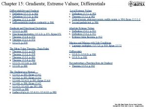 Chapter 15 Gradients Extreme Values Differentials Differentiability and