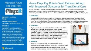 MINICASE STUDY Azure Plays Key Role in Saa