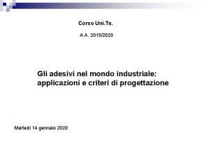 Corso Uni Te A A 20192020 Gli adesivi