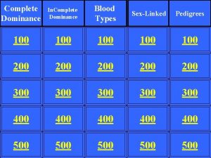 Complete Dominance In Complete Dominance Blood Types SexLinked