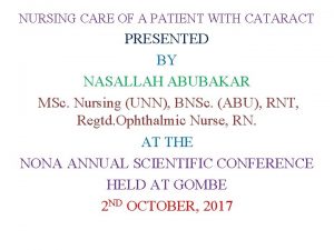 Preoperative nursing care for cataract surgery