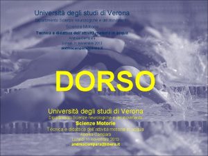 Universit degli studi di Verona Dipartimento Scienze neurologiche